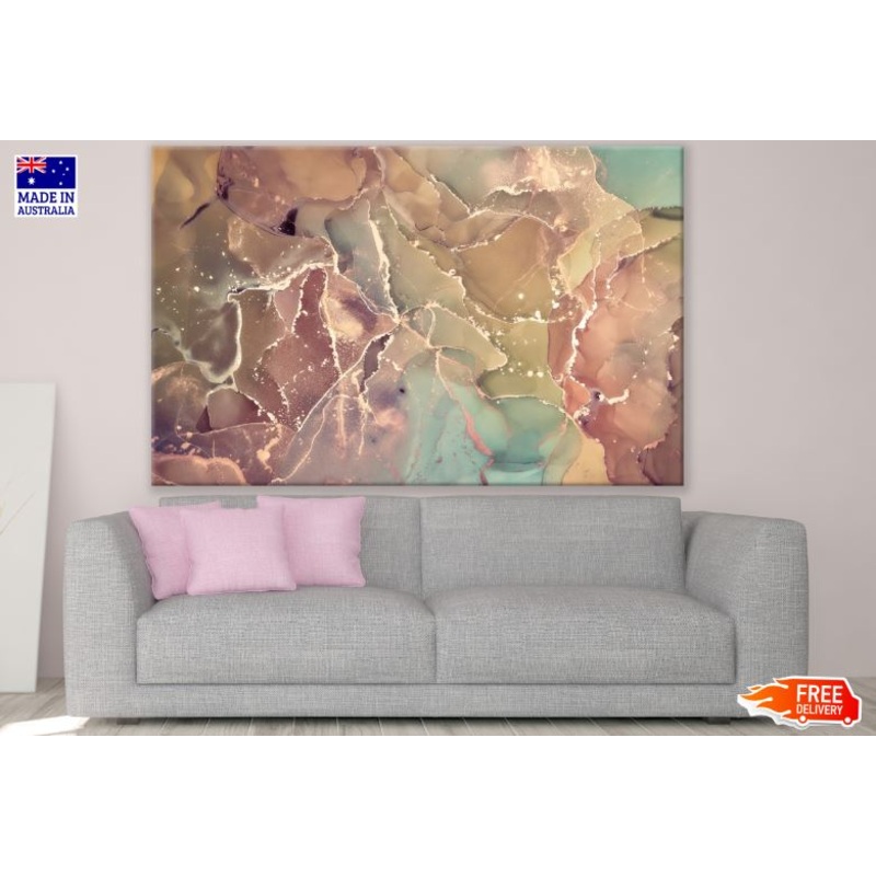 Brown Green & Gold Abstract Design Print 100% Australian Made