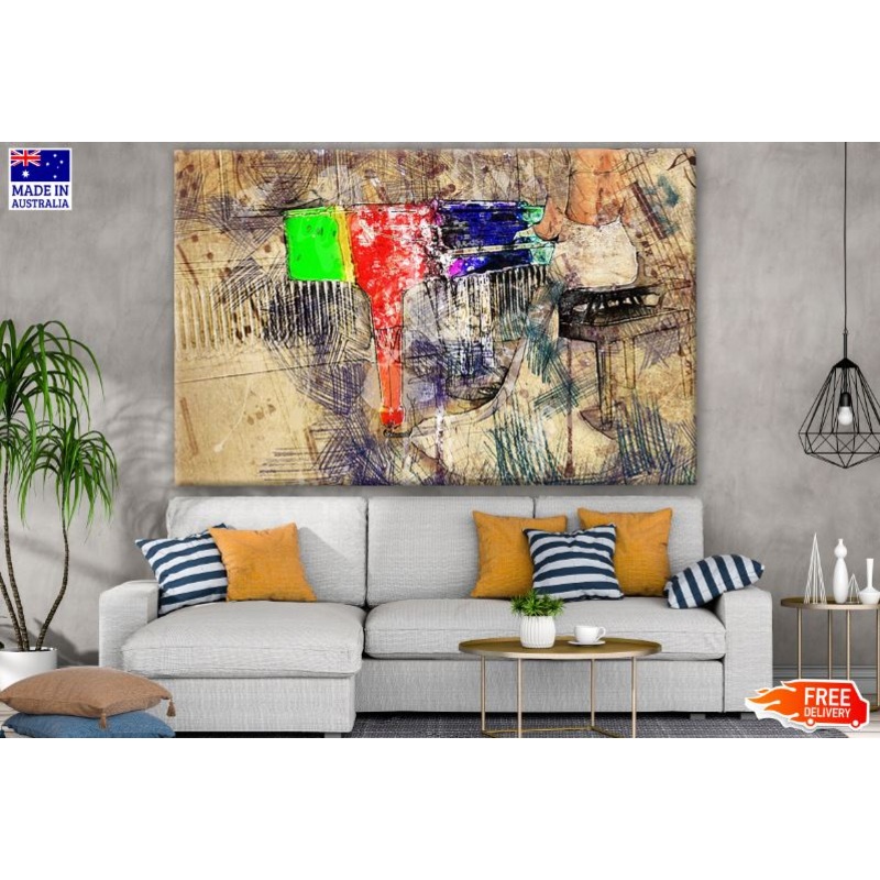 Pianist & Abstract Background Watercolor Painting Print 100% Australian Made