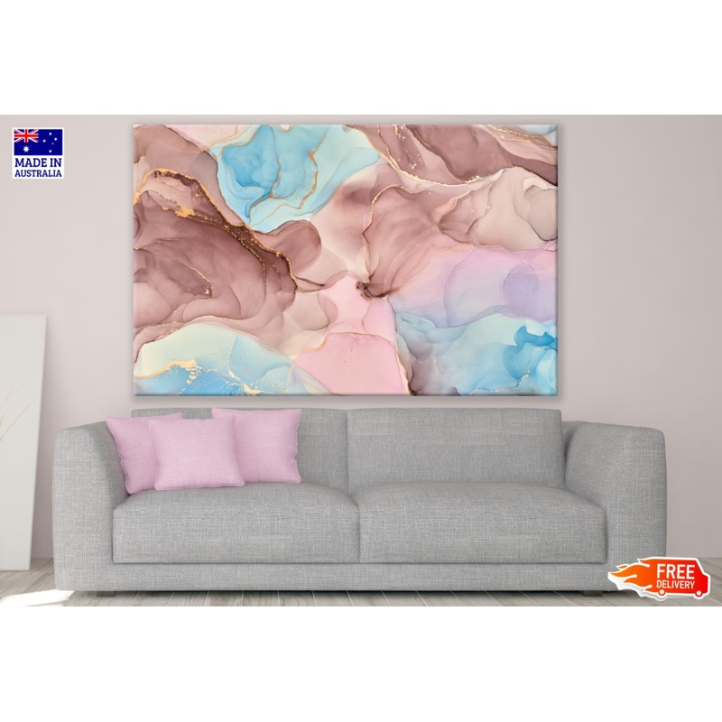 Pink Blue & Brown Abstract Design Print 100% Australian Made
