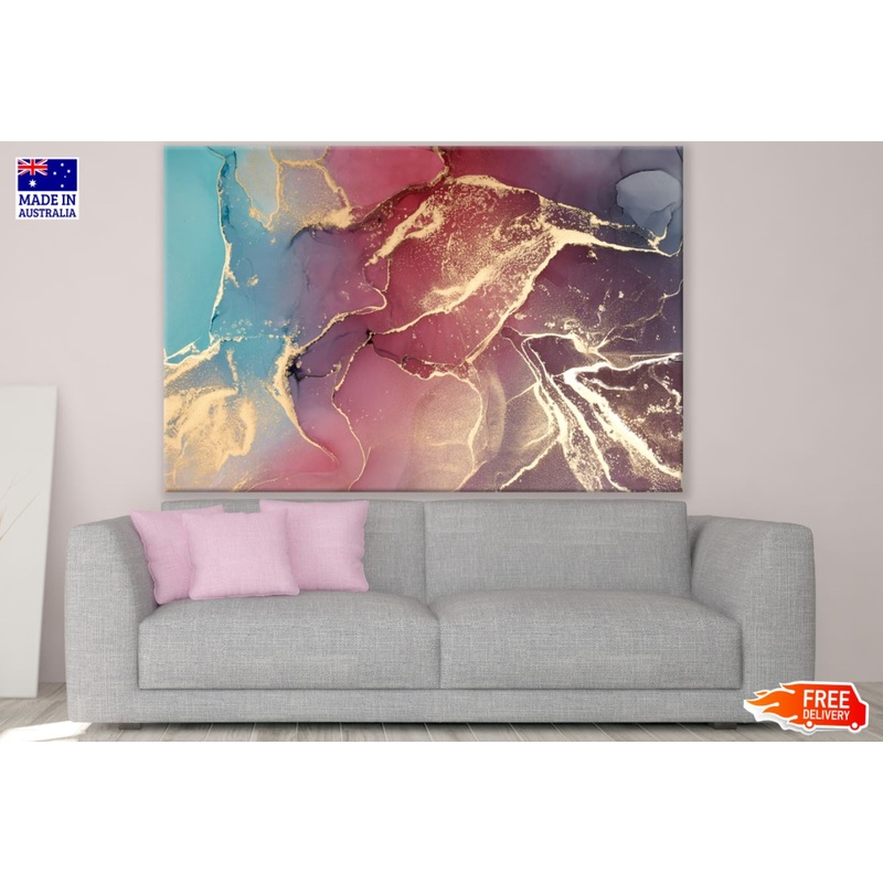Pink Blue & Gold Abstract Design Print 100% Australian Made