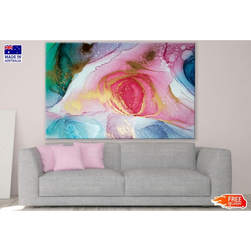 Pink Blue & Green Abstract Watercolor Design Print 100% Australian Made