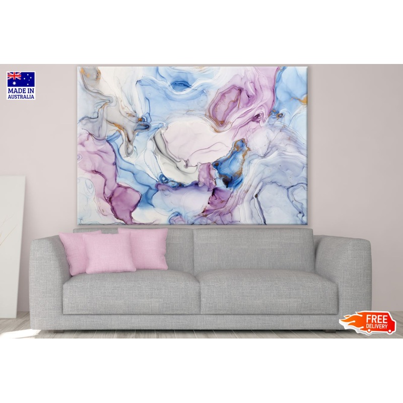 Pink Blue & Grey Abstract Design Print 100% Australian Made