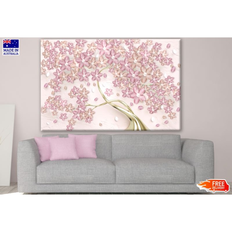 Pink & Gold 3D Floral Design Print 100% Australian Made