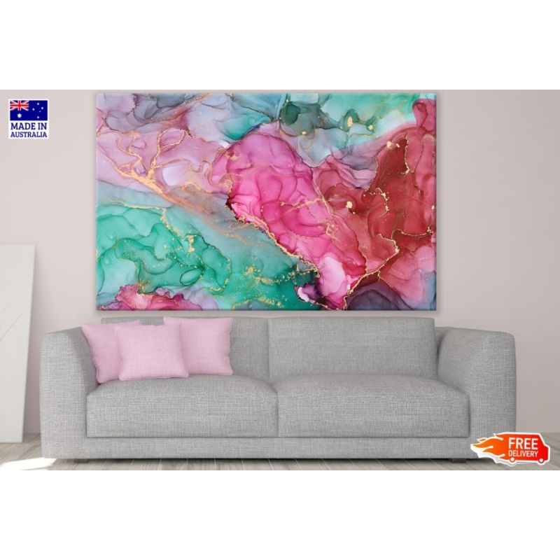 Pink Green & Gold Abstract Design Print 100% Australian Made