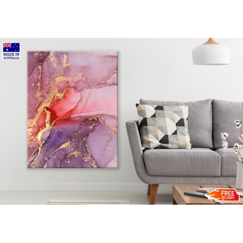 Pink Purple & Gold Abstract Design Print 100% Australian Made