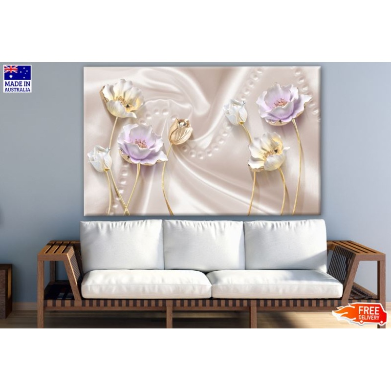 Pink White & Gold Floral 3D Design Print 100% Australian Made