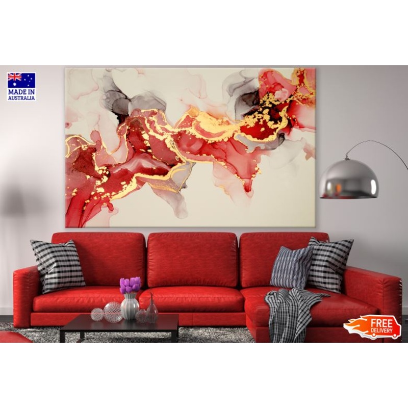 Red Black & Gold Abstract Design Print 100% Australian Made