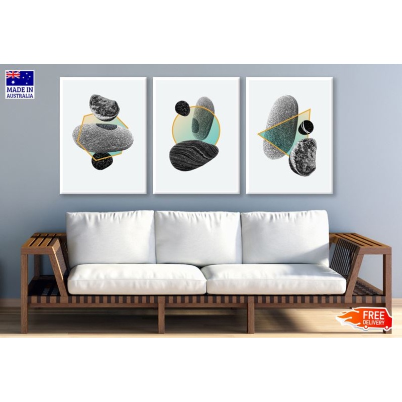Set of Stones Shape Abstract Pattern Design High Quality Print 100% Australian Made Wall Canvas Ready to Hang