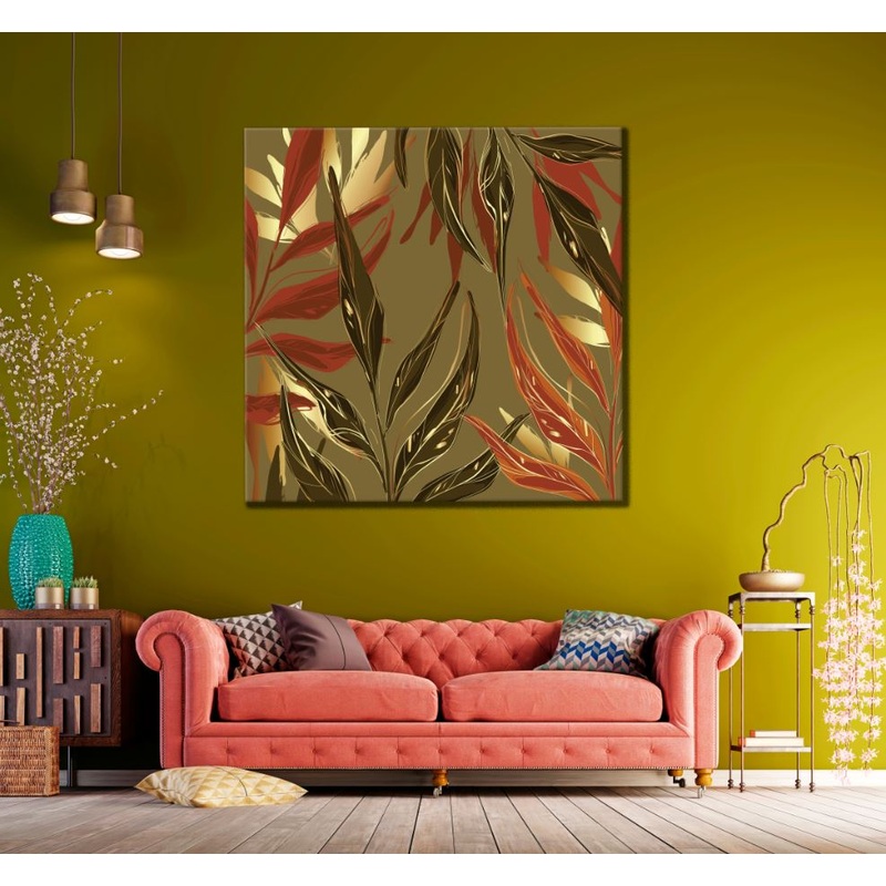 Square Canvas Colorful Abstract Leaves Design High Quality Print 100% Australian Made
