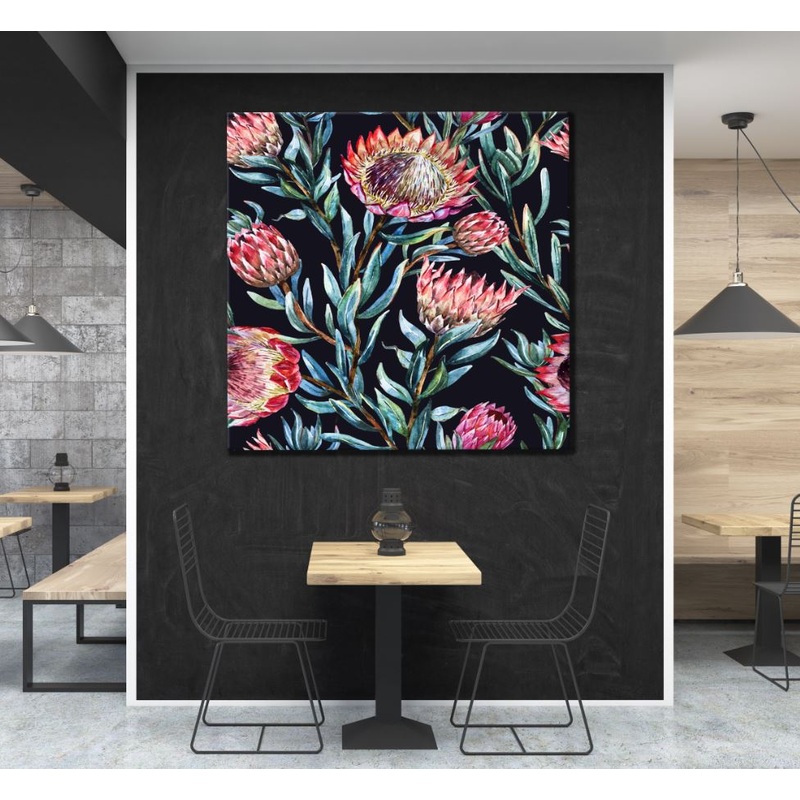 Square Canvas Colorful Flowers Watercolor Painting High Quality Print 100% Australian Made