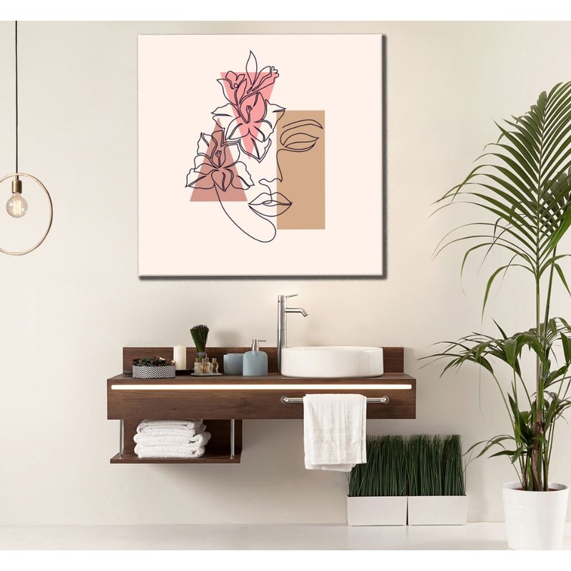 Square Canvas Face & Shapes Line Art Design High Quality Print 100% Australian Made