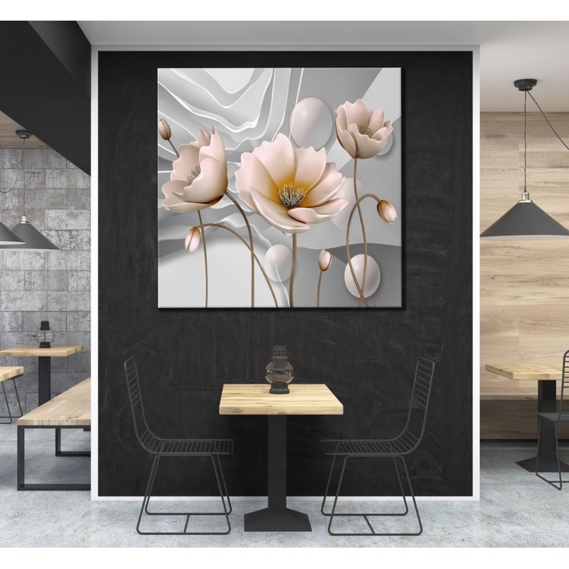 Square Canvas Flowers 3D Design High Quality Print 100% Australian Made