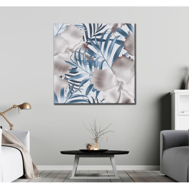 Square Canvas Flowers & Leaves Watercolor Painting Photograph High Quality Print 100% Australian Made