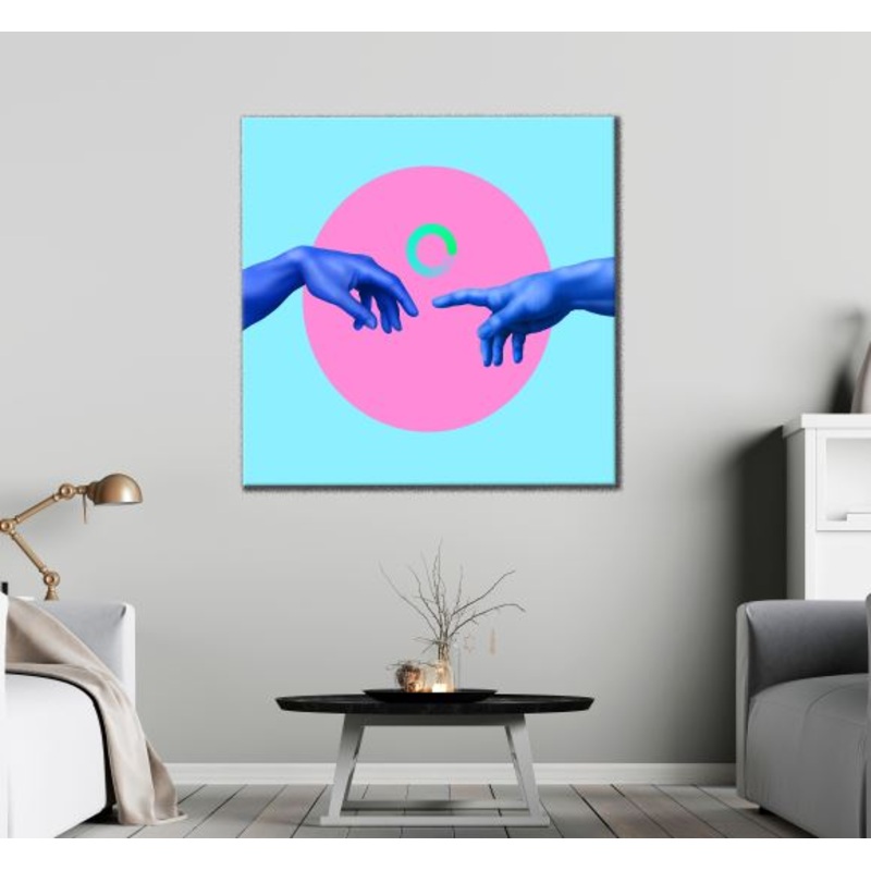 Square Canvas God & Man Connection Minimal Art Design High Quality Print 100% Australian Made
