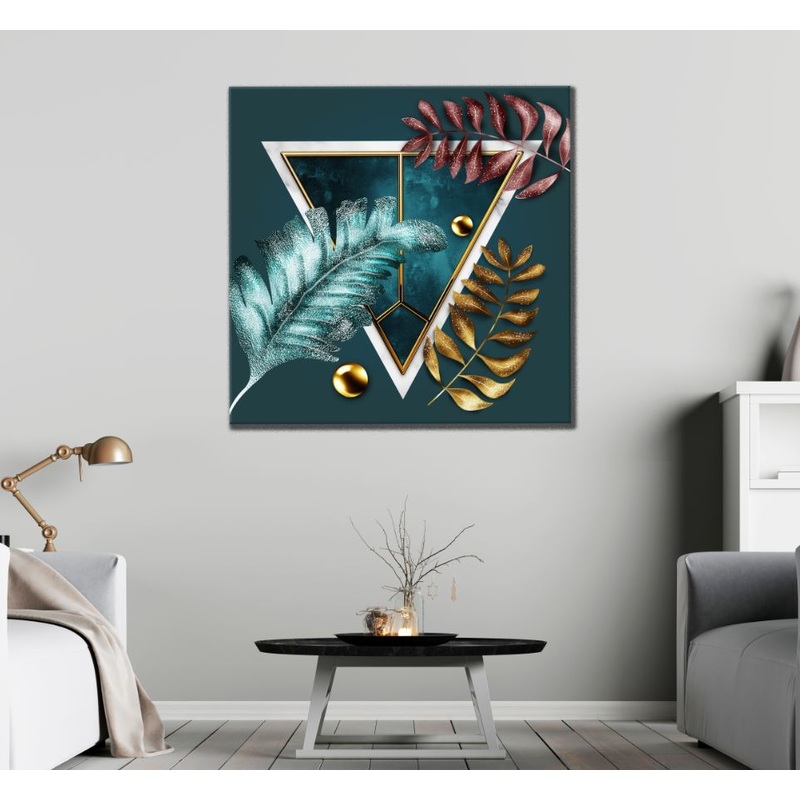 Square Canvas Leaves & Abstract Shapes Design High Quality Print 100% Australian Made