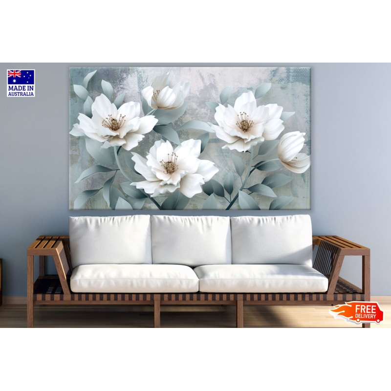 White Flower 3D Design Print 100% Australian Made