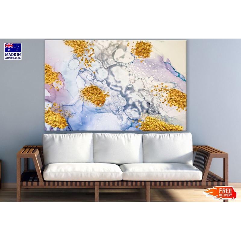 White & Gold Abstract Design Print 100% Australian Made