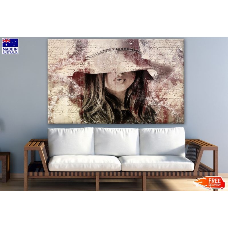Woman with a Hat Abstract Design Print 100% Australian Made