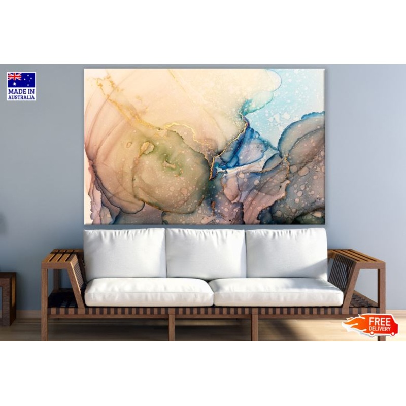 Yellow Blue & Pink Abstract Design Print 100% Australian Made