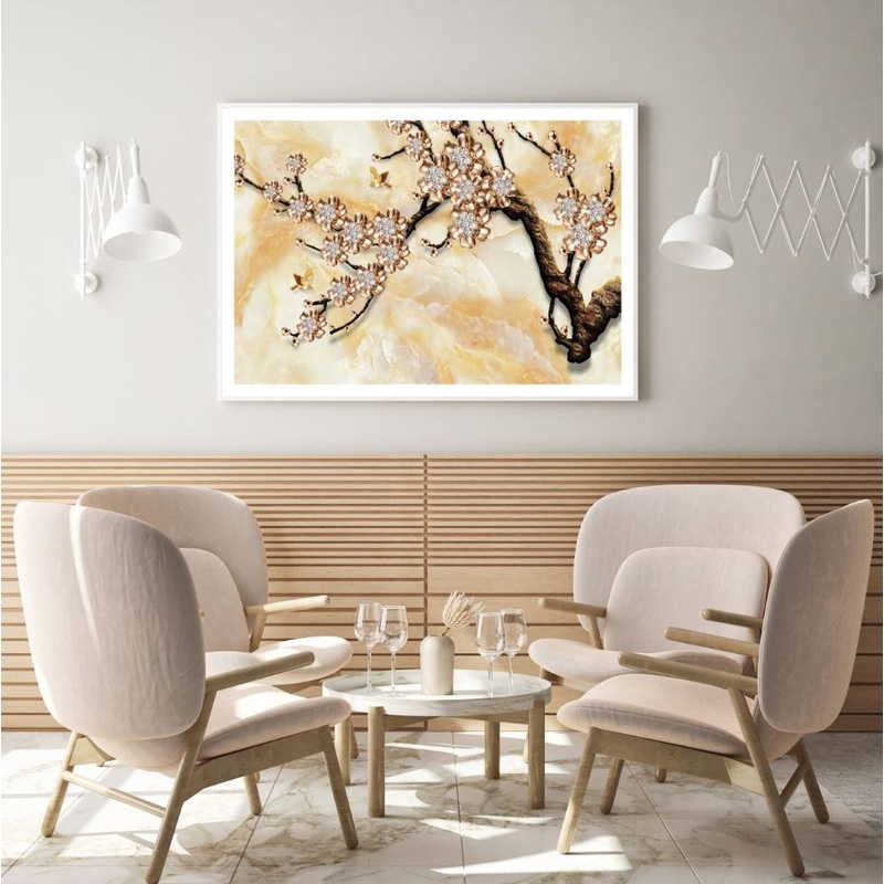 3D Gold Flower Tree Design Home Decor Premium Quality Poster Print Choose Your Sizes