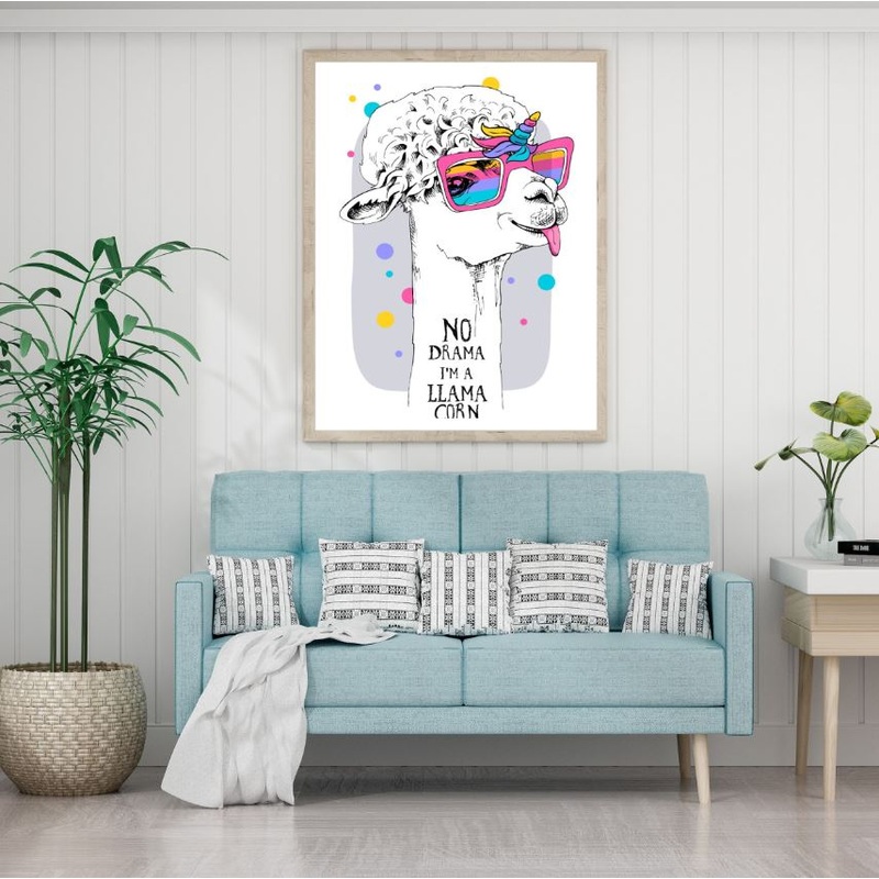 Alpaca with Glasses Vector Art Home Decor Premium Quality Poster Print Choose Your Sizes