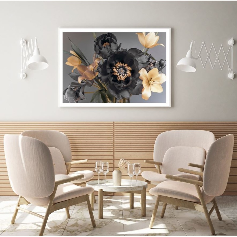 Black & Gold 3D Floral Design Home Decor Premium Quality Poster Print Choose Your Sizes