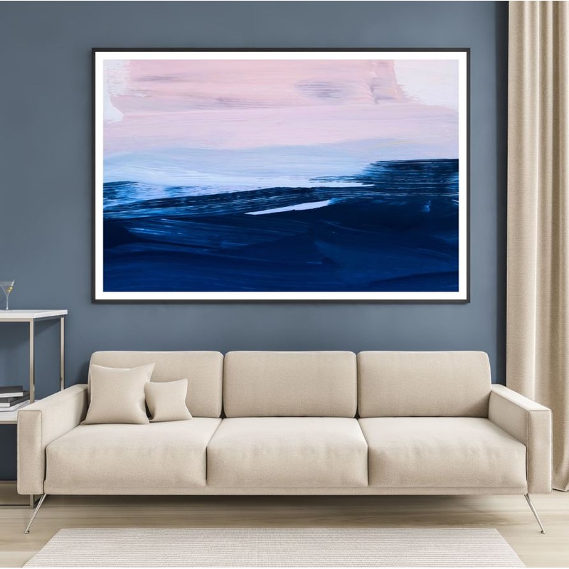Blue White & Pink Abstract Painting Home Decor Premium Quality Poster Print Choose Your Sizes