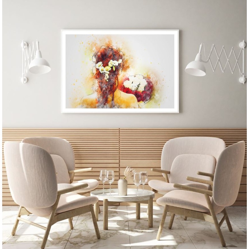 Bride & Flower Bouquet Paintng Home Decor Premium Quality Poster Print Choose Your Sizes