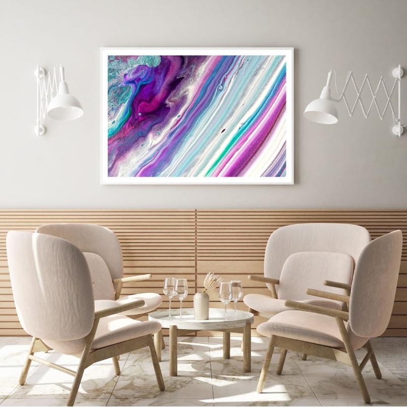 Pink Blue & White Abstract Design Home Decor Premium Quality Poster Print Choose Your Sizes
