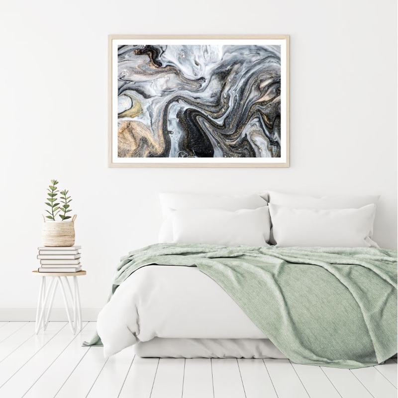 B&W Gold Abstract Granite Design Home Decor Premium Quality Poster Print Choose Your Sizes