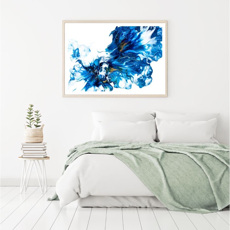 Blue & Gold Abstract Paint Design Home Decor Premium Quality Poster Print Choose Your Sizes