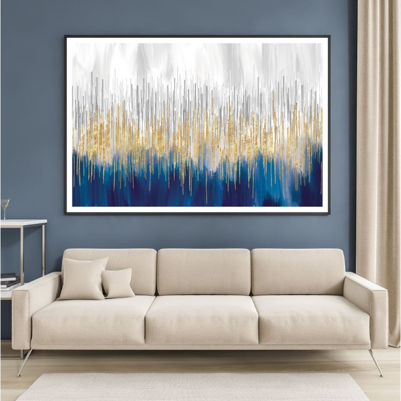 Blue Gold & White Abstract Design Home Decor Premium Quality Poster Print Choose Your Sizes
