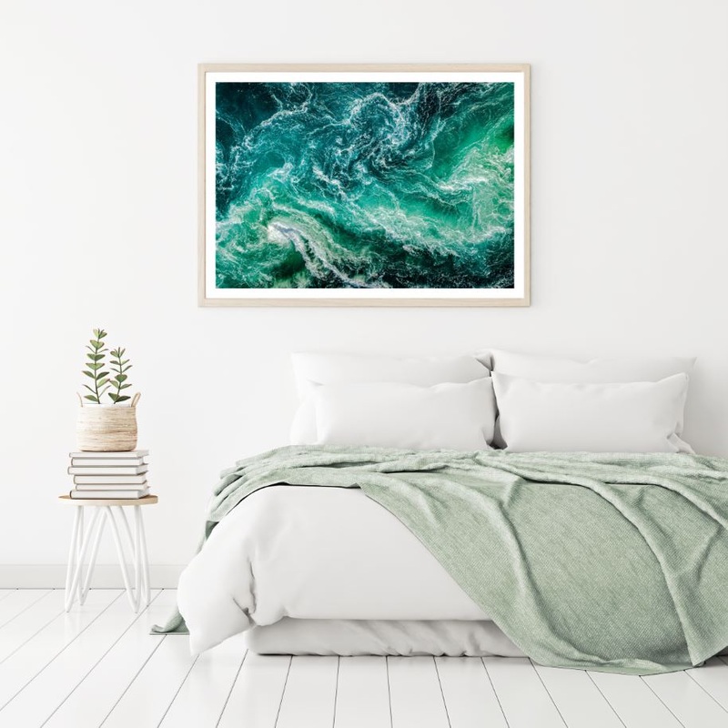 Blue Green White Abstract Design Home Decor Premium Quality Poster Print Choose Your Sizes