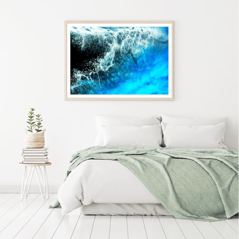 Blue White & Black Abstract Art Home Decor Premium Quality Poster Print Choose Your Sizes