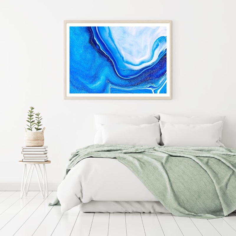 Blue White & Gold Dust Abstract Home Decor Premium Quality Poster Print Choose Your Sizes