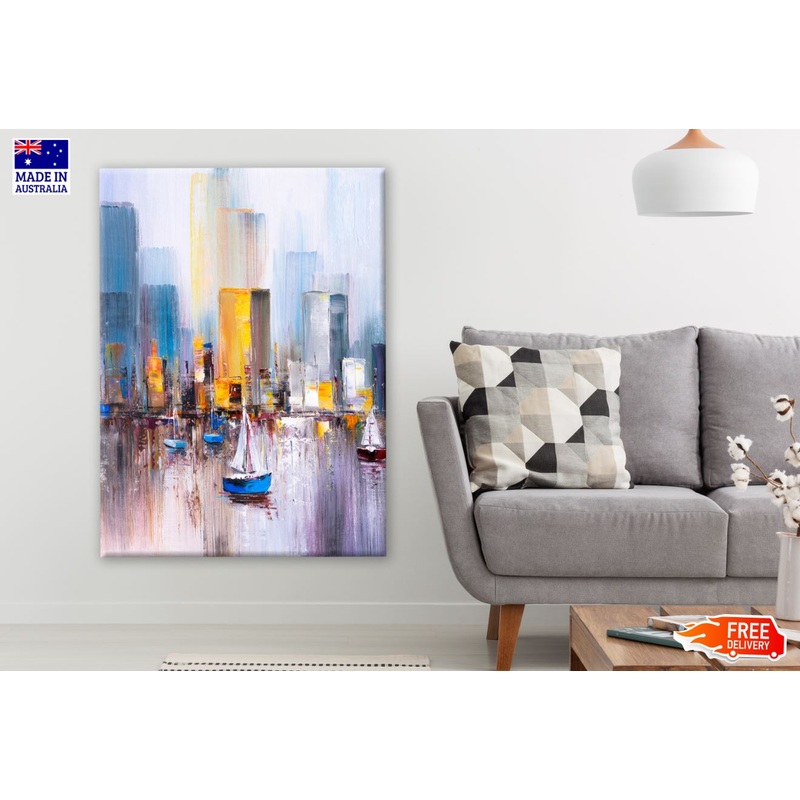 Boats on Sea Oil Painting Print 100% Australian Made