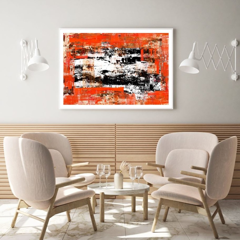 Orange & Black Abstract Painting Home Decor Premium Quality Poster Print Choose Your Sizes