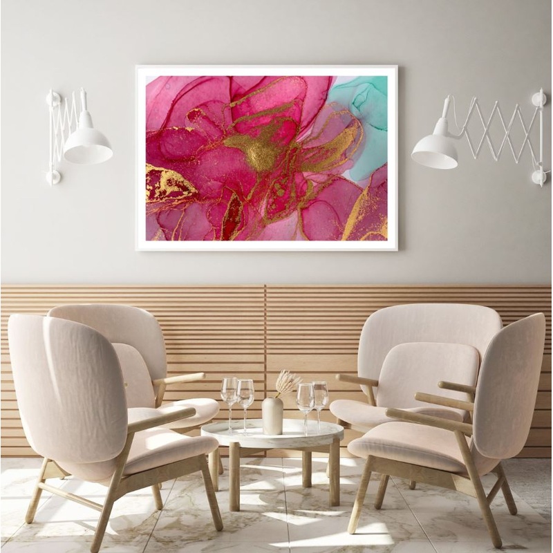 Pink Green & Gold Abstract Design Home Decor Premium Quality Poster Print Choose Your Sizes