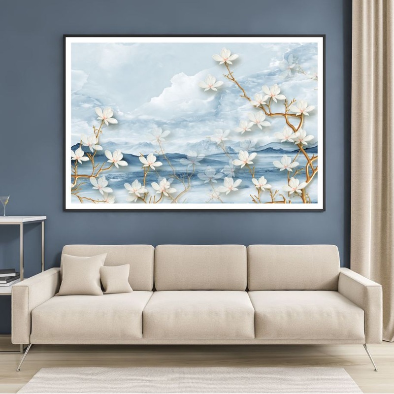 White Flower Tree 3D Design Home Decor Premium Quality Poster Print Choose Your Sizes