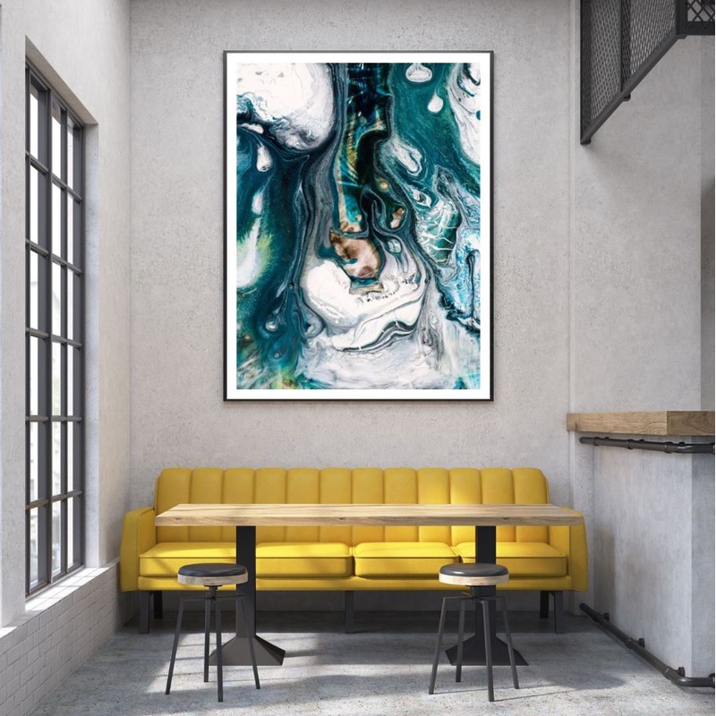 White Green & Gold Abstract Art Home Decor Premium Quality Poster Print Choose Your Sizes
