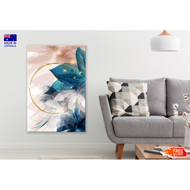 Abstract Gold Blue Visual Art Design Print 100% Australian Made