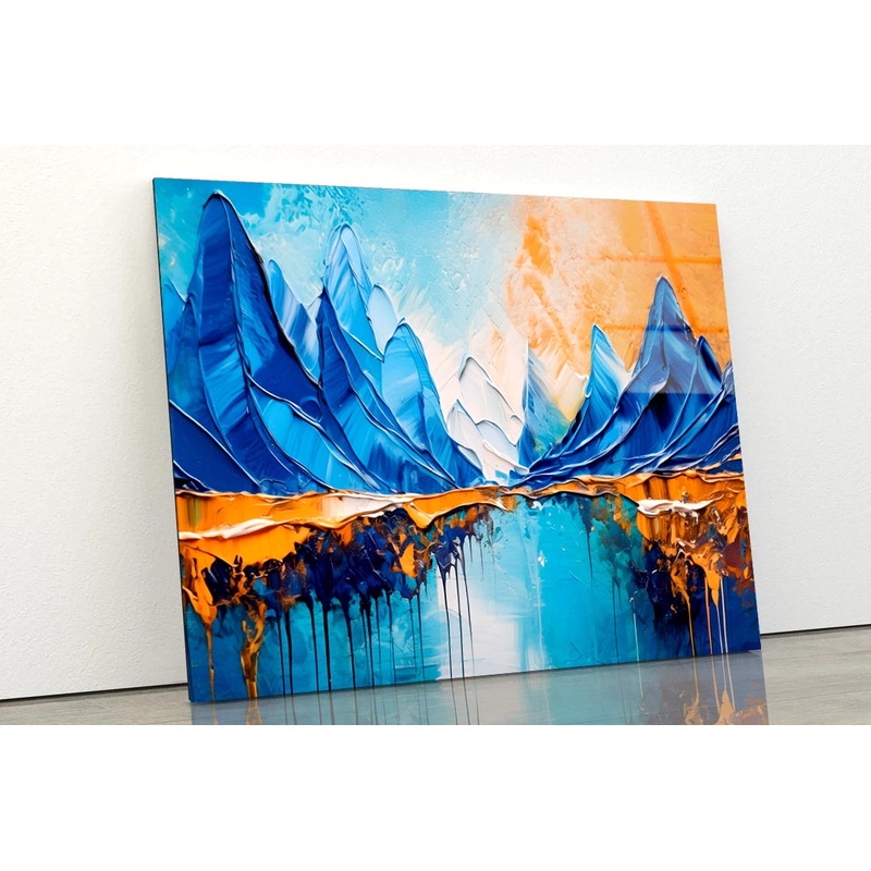 Abstract Mountain Oil Paint  Acrylic Glass Print Tempered Glass Wall Art 100% Made in Australia Ready to Hang