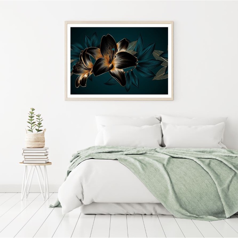 Black & Gold Abstract Flowers Home Decor Premium Quality Poster Print Choose Your Sizes