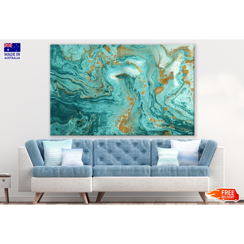 Blue & Gold Abstract Painting Print 100% Australian Made