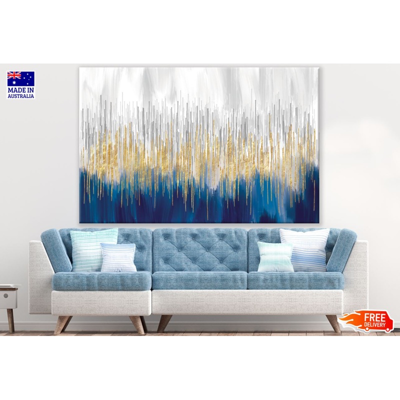 Blue Gold & White Abstract Design Print 100% Australian Made