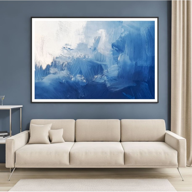 Blue & White Abstract Watercolor Home Decor Premium Quality Poster Print Choose Your Sizes