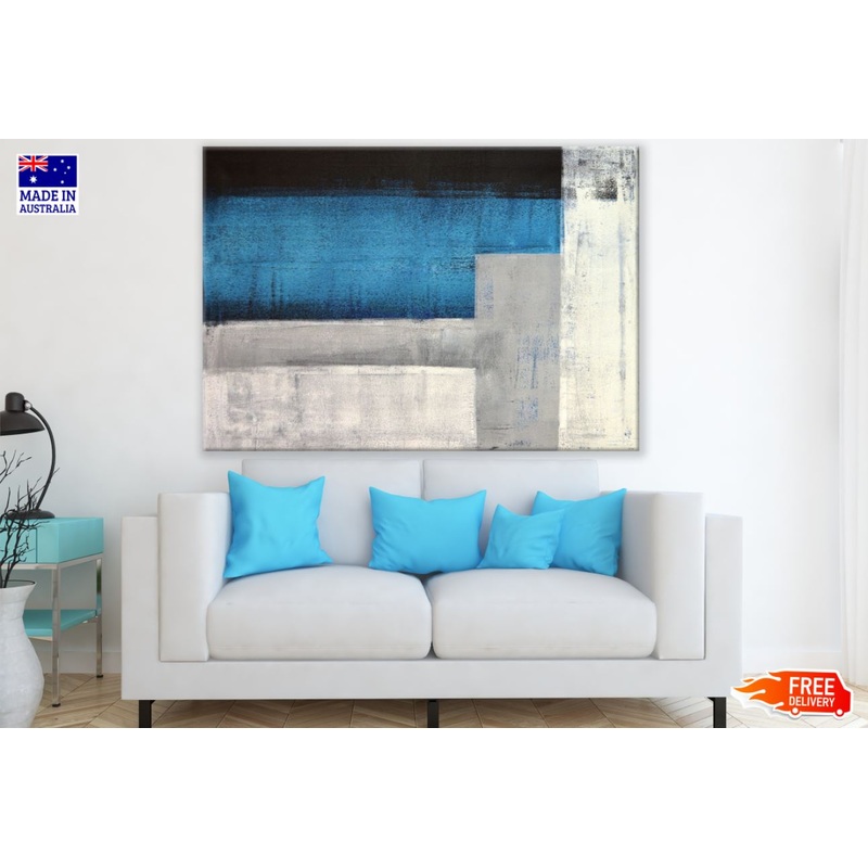 Blue White & Black Abstract Paint Print 100% Australian Made