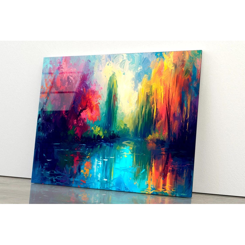 Colorful Abstract Oil Painting  Acrylic Glass Print Tempered Glass Wall Art 100% Made in Australia Ready to Hang