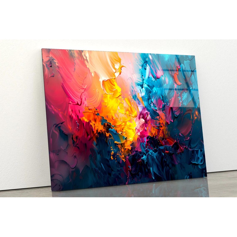 Colorful Abstract Painting  Acrylic Glass Print Tempered Glass Wall Art 100% Made in Australia Ready to Hang