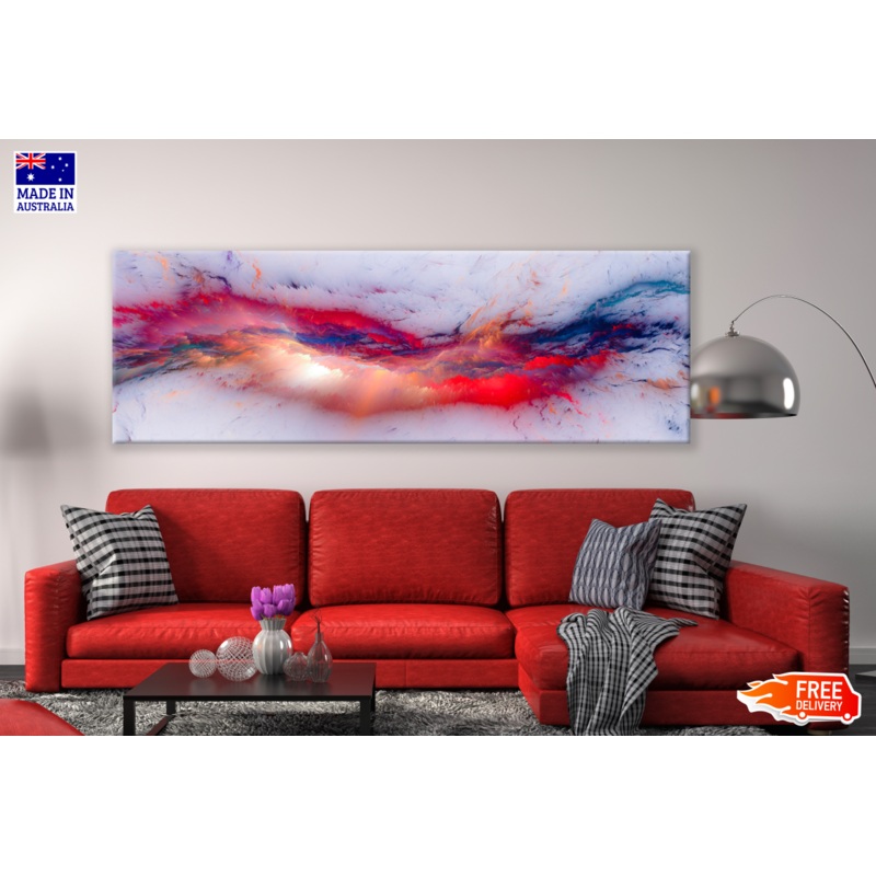 Panoramic Canvas Red Blue Abstract Design High Quality 100% Australian made wall Canvas Print ready to hang